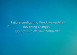 windows updates failure reverting changes