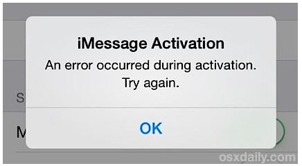 imessage an error occurred during activation phone number