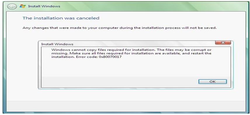 windows 10 installation error code 0x8007