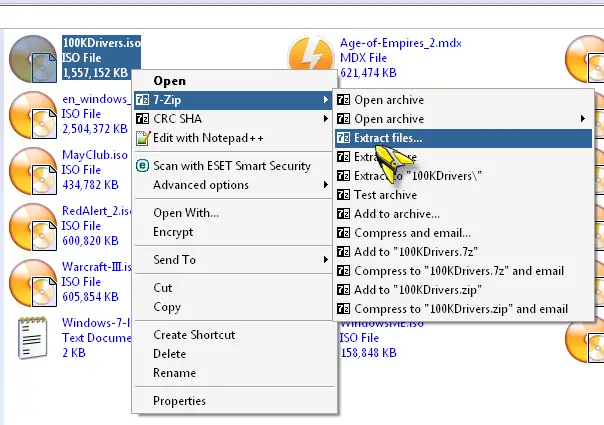 7-Zip extract ISO files