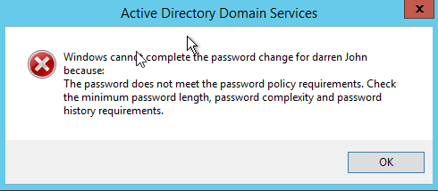 Active Directory error code 0x800708c5