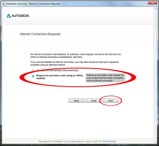 Autodesk internet connection required