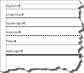 Border lines in Microsoft Office Word