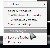 Bring up the Task Manager from the Taskbar