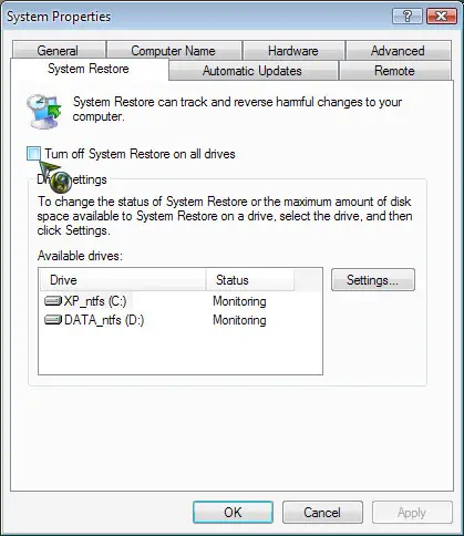 Check if System Restore is enabled