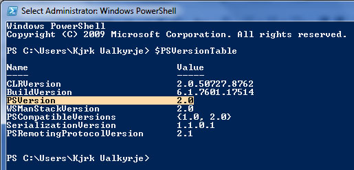 Checking Windows PowerShell version