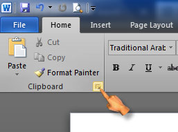 Click the Clipboard arrow