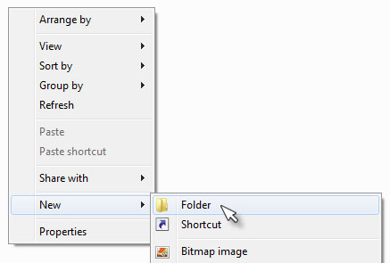 Creating a new folder in Windows Explorer