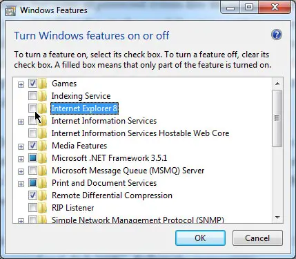 Deactivate Microsoft Internet Explorer