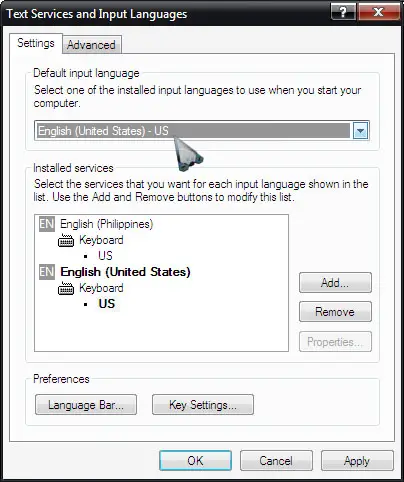 Default input language