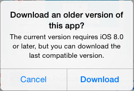 Download an older version dialog