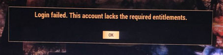 Fallout 76 This account lacks the required entitlements