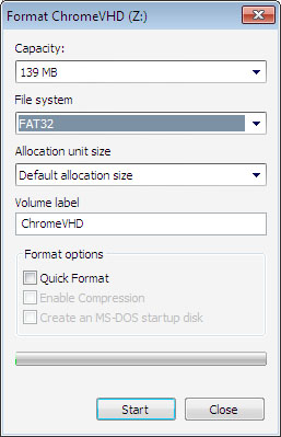 Formatting a USB flash drive