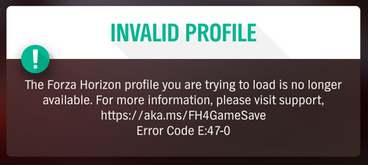 Forza Horizon Invalid profile