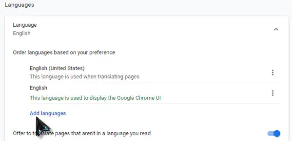 Google Chrome add your language
