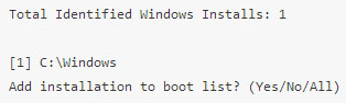 Identified Windows installation