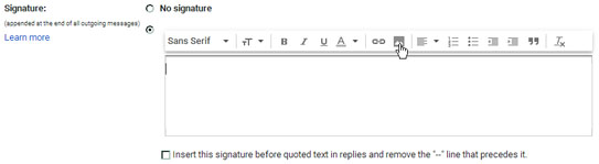 Insert and upload image for signature