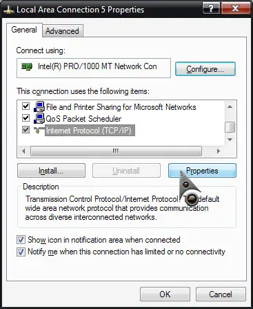 Local Area Connection Properties