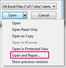 Microsoft Office Excel starting File Recovery mode manually