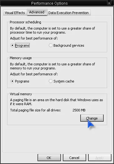 Modify virtual memory