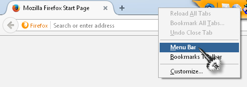 Mozilla Firefox enable menu bar first