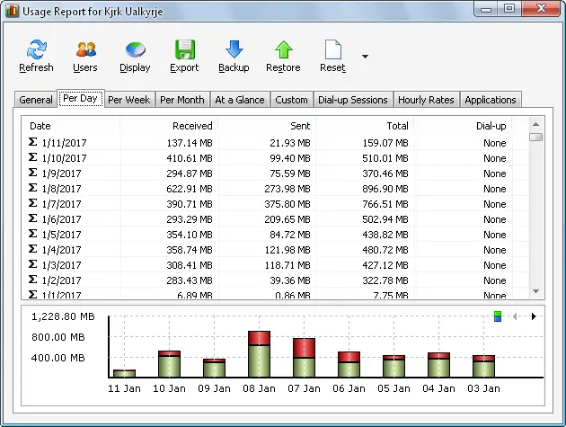 NetWorx user data usage