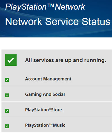 PlayStation Network status message