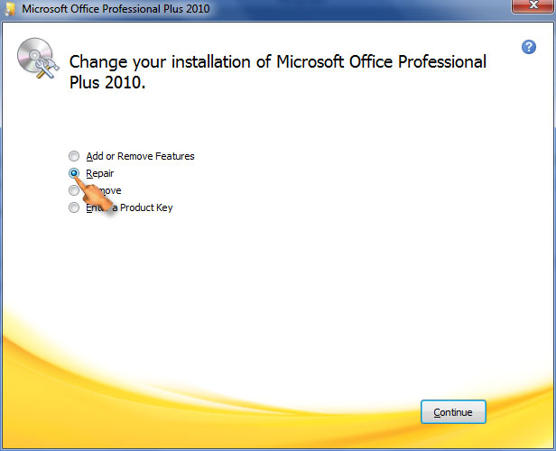 Repairing Microsoft Office suite