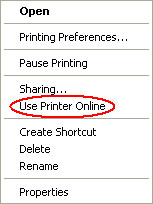 Setting printer back online