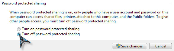 Turn off password protected sharing