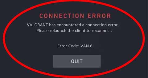 Valorant Error Code VAN 6
