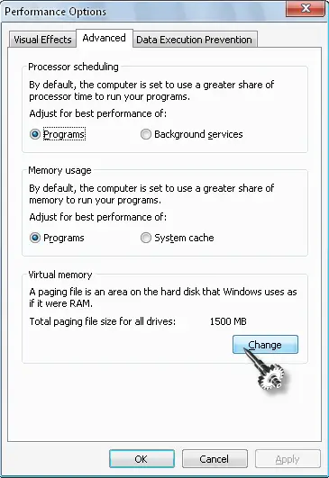 Virtual memory change second