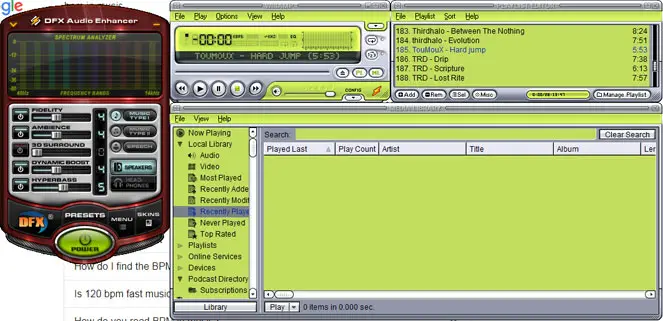 Winamp with DFX Audio Enhancer