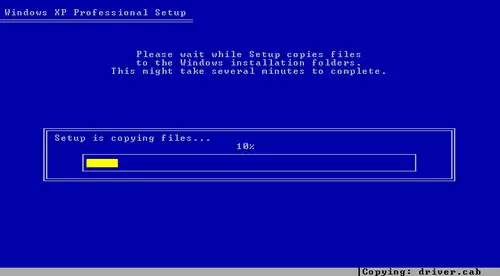 Windows XP begin copying