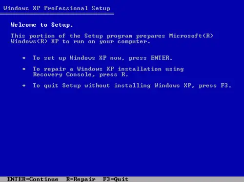 Windows XP setup repair