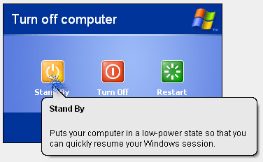 Windows XP standby mode