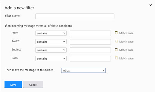 Yahoo! Mail configure filter