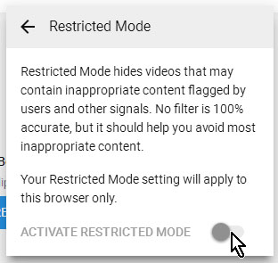 YouTube activating Restricted Mode